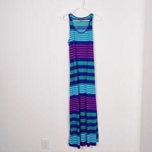George Women's Striped Maxi Slip Dress in Blue Purple Size Medium Retro Bodycon